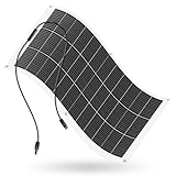 ECO-WORTHY 130W 12V Solarpanel Flexibel Monokristallines Solarpanel, Solarmodul mit Ladekabel für Wohnmobil Auto Boot 12V Batterien