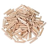 PATIKIL 150 Stück 4 x 25mm Holzdübel Set, Holzrillendübel Riffelholzdübel Holzstifte Dübel Set Gerillte Holzübelstifte Dübel Holz mit Rillen für Zimmerei Möbel Tür Kunsthandwerk Projekte