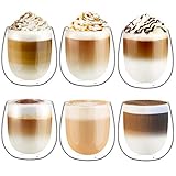 glastal 250ml Doppelwandige Latte Macchiato Gläser Set Borosilikatglas Kaffeetassen Glas 6er Set Kaffeeglas Teegläser für Espresso,Cappuccino,Latte,Iced Americano,Tee,EIS,Milch,Saft