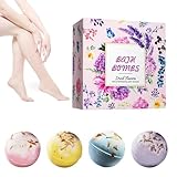 Badebomben Geschenkset,4 Stück Badebomben für Frauen,Badekugeln in Geschenkbox als Badezusatz für Frauen,Geburtstagsgeschenkidee für Mädchen, Frauen,Kinder