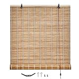 Sh000ad Bambus Rollos Retro Bambusrollo Sonnenschutz Sichtschutz Jalousie Raffrollo Seitenzugrollo Lichtfilter Innen- und Außenrollos Für Fenster & Tür,Anpassbar,Breite x Höhe (125cm x 180cm)