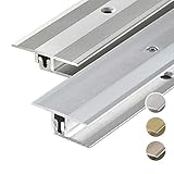 HORI® Bodenprofil Übergangsprofil I Aluminium-Bodenleiste in Silber, Champagne und Edelstahl I passend für Vinyl, Laminat, Parkett I Abschlussprofil Bodenbelagstärke: 4-9 mm I Alu Silber Alu Edelstahl