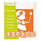 Avenue Mandarine 42839O Set (mit 6 Schablonen, 15 x 15 cm, geeignet für Kinder ab 3 Jahre, für Filz- und Farbstifte, Farben oder Farbbomben, Feen) 6er Pack