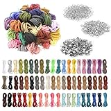 60pcs 60m 60 Farben Lederband, 1m pro Farbe, 3mm Lederband Ketten mit 100 Verschluss, 100 Karabinerverschluss und 100 Biegeringe, Vintage Lederschnur für DIY Schmuck Armband Halskette Basteln Handwerk
