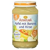 Alnatura Demeter Bio Apfel-Banane mit Hirse, glutenfrei, 6er Pack (6 x 190 g)