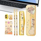 Capybara Niedliches Schreibwaren-Set, Bleistiftspitzer, für Kinder, Klassenzimmer, Tagebuch, Studium, Notizen, Schreiben, Zeichnen, College