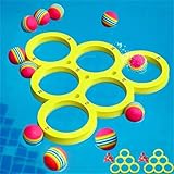Pool Spielzeug Erwachsene Wasserspielzeug Kinder Poolspielzeuge, Wassersportspielzeug für Pool Schwimmende Wurfspiele mit 12 Regenbogenbällen, Poolwasserspielzeug für Jugendliche und Familie