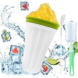 Eniyou Frozen Magic Slushy Cup Maker Slushi Slush eis Becher Slushie Maker Shlushymaker Becher Slush Ice Becher Slush Becher Zum Kneten mit Cup Brush,Spoon Straw（Grün）