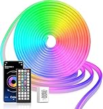Macchiatto Neon LED Strip 5m, IP65 Wasserdichte Neon LED Lichtband mit App und Fernbedienung,DIY-Funktion, Musik Sync,Neon LED Lichterkette für Innen-Außendekoration