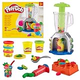 Play-Doh Smoothie Mixer, Bastelset mit Küche, 2 x 57g & 3 x 28g Dosen Bunte Knete für Zutaten, kreatives Spielen für Kinder ab 3 Jahren