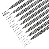 DealKits 9 Fineliner Stifte, Wasserdicht Pigmentliner Set(8 Linienbreiten und 1 Brush) Zum Skizzieren, Künstler Illustration, Tchnische Zeichnung, Office-Dokumente - Schwarz