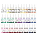 Tatooine Tattoo Farbe Set Profi 40 Farben 5ml pro Flasche, Schwarz Rot Weiß Tattoos Tinte Körperfarben Permanent Make Up Microblading Pigment Tattoo Zubehör Tätowierfarbe