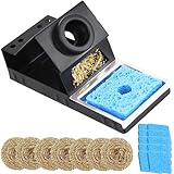 Xiatiaosann Lötkolbenhalter, stabiler tragbarer Lötkolbenständer mit Messingwolle, Reinigungsschwamm, Lötspitzenschlitze, kein Wasser erforderlich