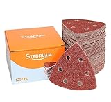 STEBRUAM Deltaschleifer Schleifpapier Dreieckschleifer, 65 Stück Delta Schleifpapier Klett Schleifpapier 120 Körnungen für Schleifdreiecke 93x93x93mm
