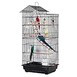 UISEBRT Vogelkäfig mit Käfigspielzeug - Großer Vogelhaus Vogelvoliere Metall Vogelbauer Käfig Vogel für Finken Kanarienvögel Wellensittiche Schwarz (Typ A, 46 x35.5 x 99cm)