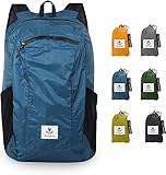 4Monster Faltbarer Rucksack Ultra Leicht, Unisex Tagesrucksack Outdoor, Wasserdichter Wanderrucksack für Camping Wandern Reisen Sport Klettern Radfahren (Blau, 16L)