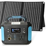 500W Tragbare Powerstation mit Solarpanel Faltbar 120W 18V, Solargenerator Mobiler Stromspeicher Power Station mit LCD Anzeige, Solarpanel Tragbarem für Garten,Outdoor,Campingreisen Im Freien