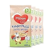 Milupa Kindermüsli Feine Früchte – Getreide Frühstück Müsli von 1 bis 3 Jahre, Ohne Zuckerzusatz, Babynahrung, 4 x 400g