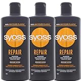 3 x Syoss Repair Shampoo jeweils 440ml für Trockenes Haar Repariert & Schützt
