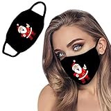 TOPEREUR 3D Weihnachten Mundschutz Baumwolle Stoffmaske Wiederverwendbare Multifunktionstuch Mund Und Nasenschutz Nikolaus Design Bandana Schals Anti Stückaub Schal