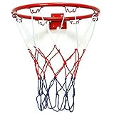 Cookwowe Basketballkorb-Netz, Metallfelge, Korb, Kugel, Wandrand mit Schrauben, für drinnen und draußen, 32 cm