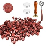 Wachssiegel Stempel Set, 200 Stück siegelwachs mit 1 Lebensbaum Siegelstempel, 1 Schmelzlöffel, 2 Teelichte, für Vintage Siegellack und Brief, Einladungen, Paket Geschenk (H)