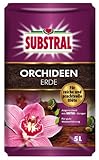 Substral Orchideenerde, Kultursubstrat aus Pinienrinde, mit Substral Dünger, besonders salzarm und strukturstabil, 5 l