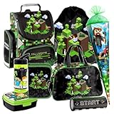 Minecraft Games Play Pixel 8 Teile Set Tornister Ranzen Schulranzen Tasche Federmappe Schultüte 85 cm mit Sticker-von-Kids4shop Schulrucksack