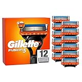 Gillette Fusion 5 Rasierklingen, 12 Ersatzklingen für Nassrasierer Herren mit 5-fach Klinge