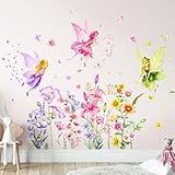 Tanlaby Blume Fee Wandsticker Blumen Schmetterling Elfen...