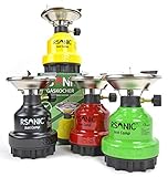 RSonic Gaskocher Campingkocher Stechkartuschenkocher Outdoor Kocher Butangaskocher Color Edition (Grün, mit 2 Kartuschen)