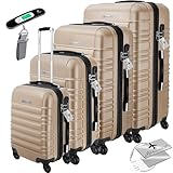 KESSER® 4tlg. Hartschalenkofferset Hartschalenkoffer Reisekoffer Set Reisekofferset Trolley Koffer Inkl. Kofferwaage + Gepäckanhänger Rollkoffer Schloss 4 Rollen ABS-Hartschale Teleskopgriff S-M-L-XL