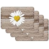 Vénilia Tischset Margerite, Platzset für Esszimmer, Esstischmatten, Telleruntersetzer, Platzdeckchen, abwischbar, lebensmittelecht, 45 x 30 cm, 4 Stück