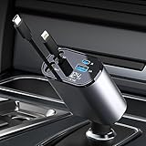 Aimtel Einziehbares Auto Ladegerät 60W Handy Schnellladegerät Auto Zigarettenanzünder SteckerAdapter Retractable Car Charger Kompatibel mit iPhone14/13/12/11/Galaxy S23/S22/S21/Google Pixel 7/6/HuaWei