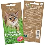 PRETTY KITTY Katzengras Saatgut : 1 Beutel je 25g Katzengras Samen für 10 Töpfe fertiges Katzengras – Natürliche Katzen Leckerlies – Pflanzen Samen – Grassamen – Samen für Katzengras – Gras Katze