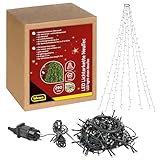 Idena 31108 - LED Lichterkette mit 280 LEDs in Warmweiß, NewTec Weihnachtsbaum-Überwurf mit 8 Lichteinstellungen und Timer, 8 Strängen ca. 2,1 m lang, Deko für Innen & Außen, als Weihnachtsdeko