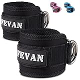 FEVAN 2 Stück Fußschlaufen Kabelzug - Ankle Straps für Frauen und Männer - Für Fitness Training (Schwarz).