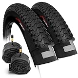 Fincci Set Paar Fahrradreifen 26 x 2,125 Zoll - Fahrrad Mantel 57-559 - Faltbar Reifen 30 TPI Cupar mit 2X Autoventil Schläuche für MTB, Mountain Hybrid Fahrrad - 2er Pack