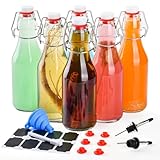 V·Colokishi 6 STK 250ML Glasflaschen mit Bügelverschluss, Bügelflaschen Likörflaschen Schnapsflasche Flaschen mit Bügelverschluss zum befüllen für Wein, Milch, Saft, Öl, Essig, Vanille & Fermentierte