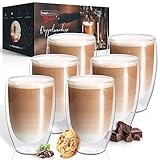 Fresh Master Latte Macchiato Gläser - Barista Premium Qualität für besten Genuss - 400 ml Thermo Glas Tassen Set doppelwandig I doppelwandige Kaffeegläser (6x400ml)