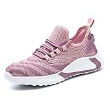 KTDYG Sicherheitsschuhe Herren Damen Arbeitsschuhe Leicht Sportlich Schutzschuhe Stahlkappe Sneaker, Pink, EU 40