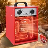 Soontrans Heizlüfter 5KW, Elektroheizer Bauheizer 400V Elektroheizgebläse, Luftmenge 430 m³/h, Überhitzungsschutz & Integriertes Thermostat & Ventilatorfunktion, Industrieheizer für Innenraumbeheizung