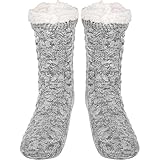 MOAZIFI Herren Kuschelsocken, Kuschelsocken Damen, Wintersocken Stoppersocken, Warme Socken, Anti Rutsch Warme Hüttensocken Haussocken, Flauschig Warme Stoppersocken, One Size, 1 Paar