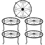 Tosnail 5 Stück Metall Pflanzenständer, Pflanzgefäße Ständer Blumentöpfe Halter für Boden- und Tischdekoration - Doppelstreben Beine