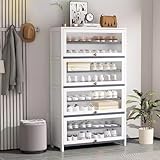 Modernes Schuhregal aus Bambus mit 7 Ebenen, platzsparende Multifunktionsbank für Eingangsbereich, Flur, Wohnzimmer, Badezimmer, stilvolle Aufbewahrungslösung
