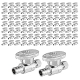 EFIELD Absperrventil, gerade, 1/4 Umdrehung, 0,95 cm Außendurchmesser, Kompression x 1,27 cm Crimpzange, Pex, verchromtes Messing, 100 Stück