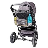 Universal Einkaufsnetz XL für Kinderwagen, Buggy, Sportwagen, Jogger und Zwillingswagen/einfacher Klickverschluss/extra großes Kinderwagennetz - Schwarz