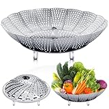 Kasanni Dampfgarer Einsatz Edelstahl DüNsteinsatz füR Kochtopf 27 cm DäMpfeinsatz Einstellbar DüNsteinsatz Faltbar Dampfeinsatz FüR Topf Vegetable Steamer Geeignet FüR Alle Arten des Kochens