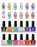 Biutee Stamping Lack set - 12 Farben Stamping Nagellack, 6ml Stempelnagellack