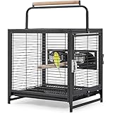 Yaheetech Vogelkäfig Reisevogelkäfig mit Handgriff Vogelvoliere Kleintierkäfig Vogelhaus mit 2 Sitzstangen